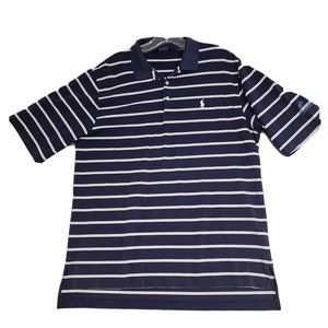 Ralph Lauren Shirt Mens Large Blue Polo Golf Solid 100% Pima Cotton Short Sleeve